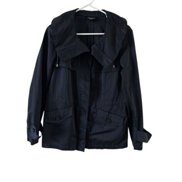 Talbots Black Hooded Jacket Womens Size S Polyester & Cotton Blend - Picture 8 of 11